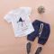 2019夏季新款童装男女中小儿童纯棉套装 婴童纯棉T恤两件套YYM201-月