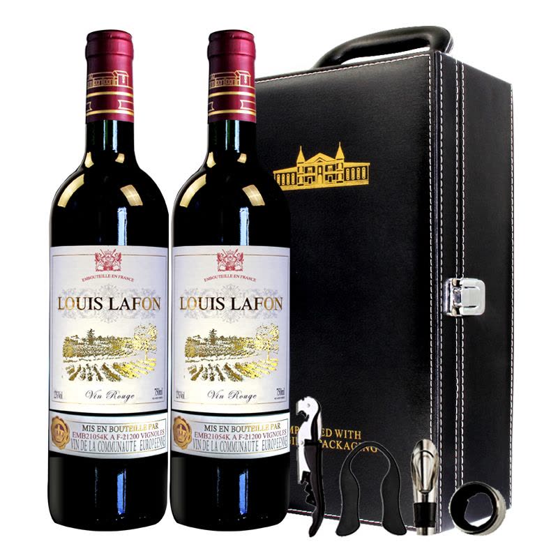 法国进口红酒 路易拉菲干红葡萄酒 红酒礼盒 750ml*2瓶图片