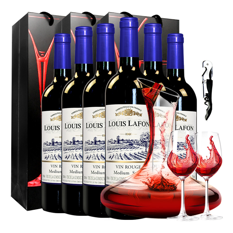 法国进口红酒 路易拉菲半甜红葡萄酒整箱750mL*6瓶