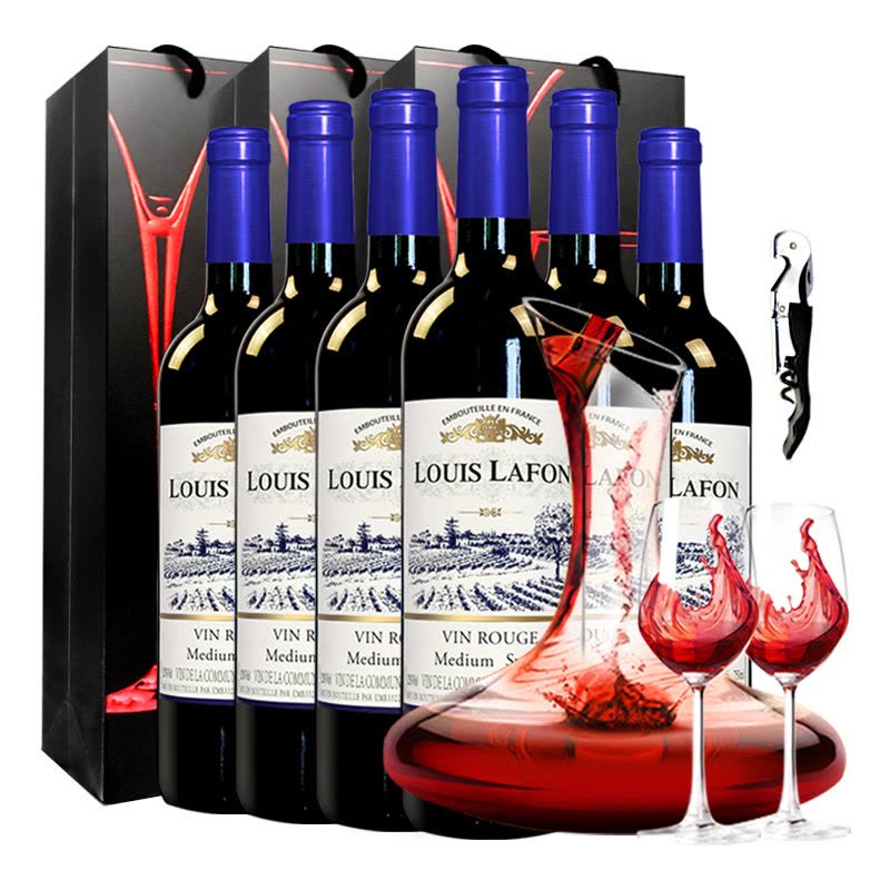 法国进口红酒 路易拉菲半甜红葡萄酒整箱750mL*6瓶图片
