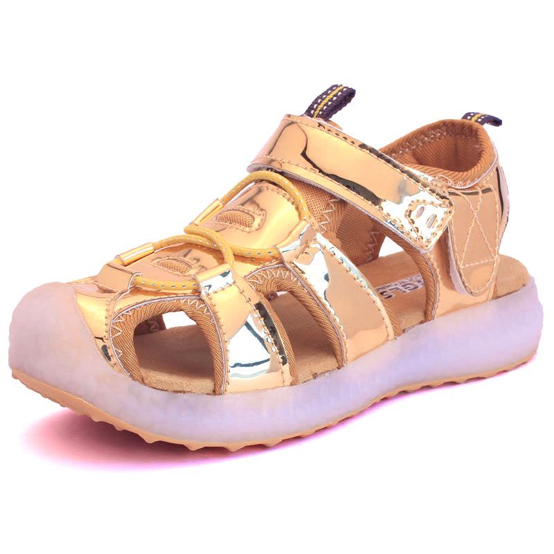 2020夏季新款软底男童亮灯凉鞋带七彩闪灯鞋可充电会发光儿童凉鞋图片