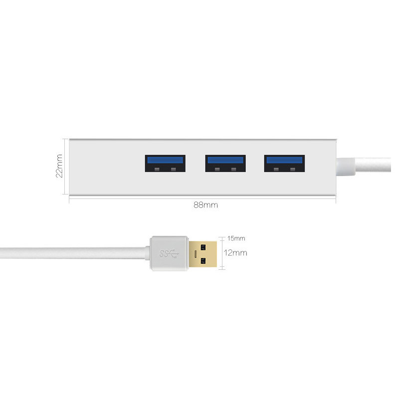 mac苹果笔记本电脑macbook网线转换器air接口pro有线usb网卡接头【USB2.0白色3接口】