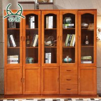云图家具 实木书柜 两门三门书橱 实木书柜书架组合橡木家具