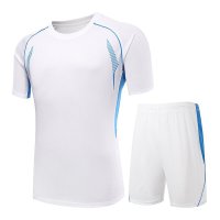 夏季休闲圆领男足球服套装 吸水排汗短袖足球训练服