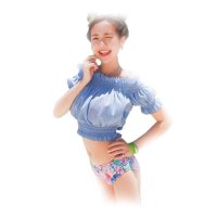 2016夏季泳衣小清新带钢托泳装女士分体裙式游泳衣四件套
