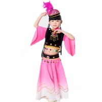 儿童新疆维吾尔民族舞蹈裙女童少数民族表演服装亮片演出服