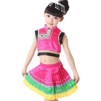 夏季六一儿童苗族演出服云南少数民族服装女童佤族彝族瑶族少儿舞蹈服