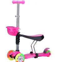 户外运动2016儿童闪光可升降折叠带座椅三合一滑板车儿童滑板车