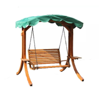 户外庭院花园露阳台碳化木 木制双人布顶秋千摇椅吊椅