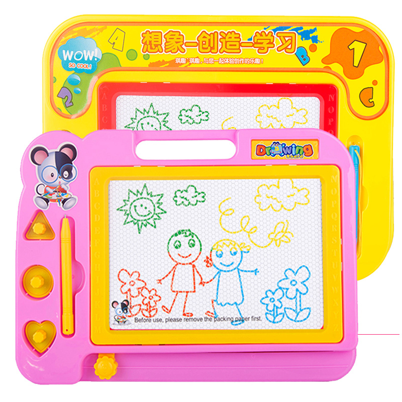 儿童画画板彩色磁性写字板 婴幼儿小黑板 宝宝涂鸦玩具1-2-3-5岁 琪趣929小孩绘画学习亲子互动益智早教启蒙玩具
