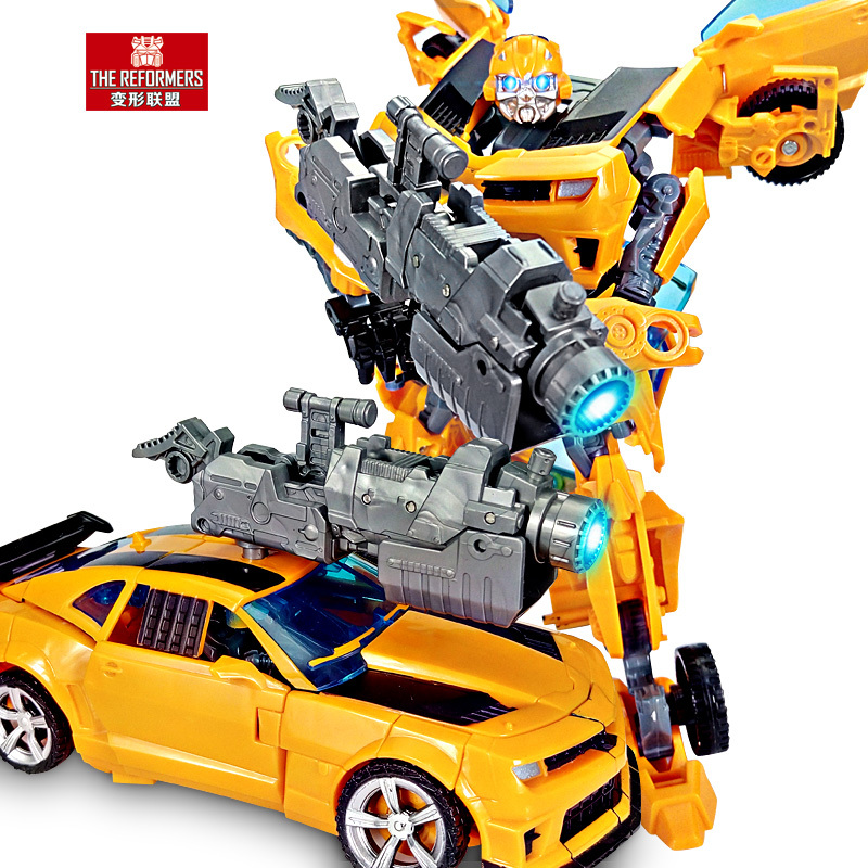 大黄蜂变身警察汽车机器人模型 变形玩具金刚4动漫手动变形警车玩具 儿童益智玩具 男孩礼物