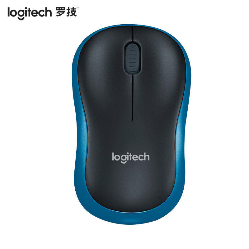 罗技（Logitech）M186 无线鼠标办公笔记本台式电脑无限鼠标无线省电鼠标(黑色蓝边)