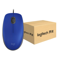 罗技（Logitech）M110 鼠标 箱装(20支装) 有线鼠标 办公鼠标 静音鼠标 对称鼠标 蓝色