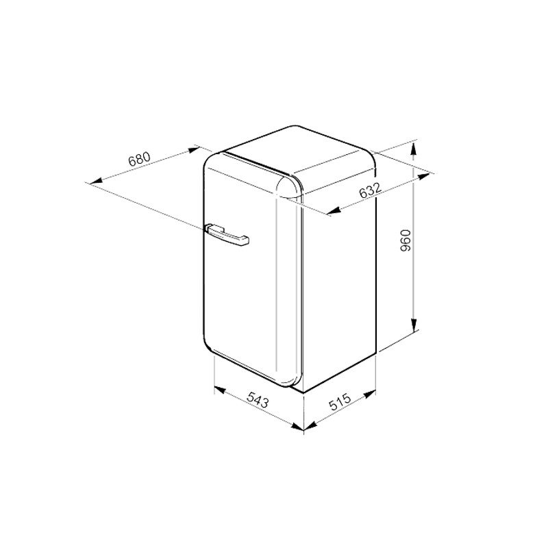 斯麦格 Smeg FAB10RP 五十年代系列独立式单门mini冰箱，奶油色