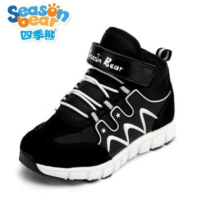 四季熊童鞋新款儿童男女黑白高帮童鞋舒适透气休闲学生跑步运动鞋