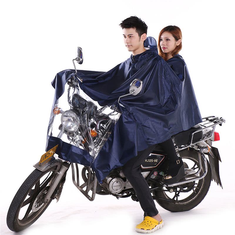 宜莱芙 户外电动车摩托车男女双人雨衣雨披自行车雨衣套装带挡雨罩提花面料否单个图片