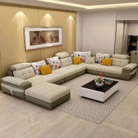 艾窝窝 布艺沙发大小户型简约现代可拆洗布沙发客厅转角家具 浅灰色 三件套旗舰版送地毯