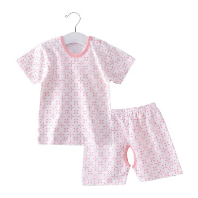 优贝艾儿宝宝夏装套装 婴儿夏季短袖开裆套装0-3岁男女童夏天衣服