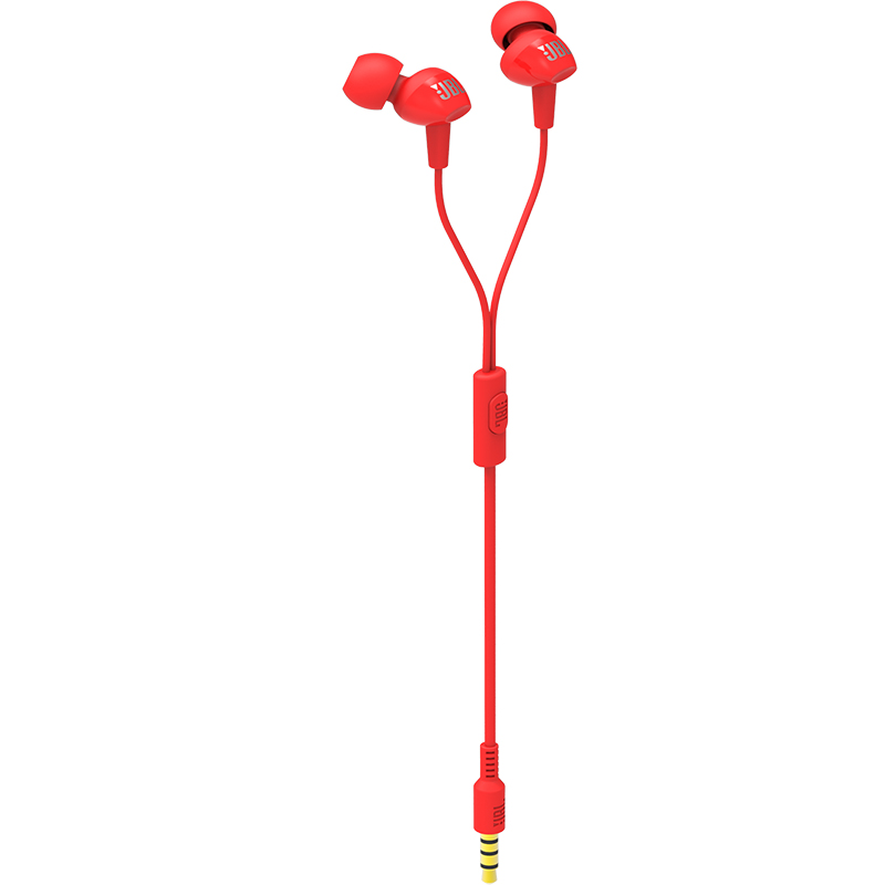 JBL C100SI苹果耳机入耳式便携通用 运动耳塞式原装正品线控耳机 红色