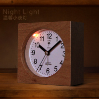 北极星(POLARIS) 实木学生创意夜灯小闹钟宜家床头时钟个性懒人静音儿童钟表简约时尚座钟床头钟表