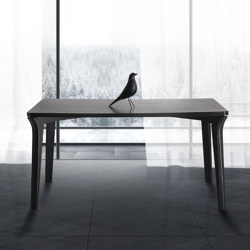 斯品家居 黑天鹅餐桌 简洁白蜡木脚架桌子 餐厅客厅用简约木桌子 黑/灰色