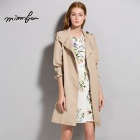 MIRROR FUN2016春装新款女装时尚高贵抗皱收腰风衣女士外套中长款