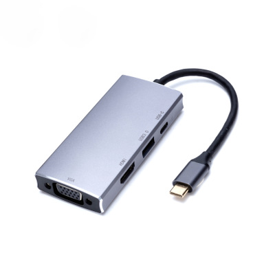 LAH TO 互转连接线 ype-c扩展坞拓展四合一HDMI/VGA/USB3.0/USB-C适用微软macbook苹果