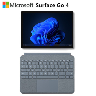 [配原装冰晶蓝键盘]微软Surface Go4 N200 8G+128G 二合一平板电脑 亮铂金 10.5英寸高色域触屏 平板笔记本电脑 人脸识别 商用版