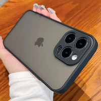 VMONN苹果14pro手机壳iPhone14proMax保护套plus镜头全包撞色微透磨砂肤感硬壳 薰衣灰-6.1英寸