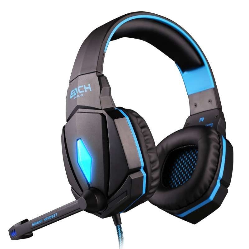 头戴式发光游戏耳机 有线电脑吃鸡绝地求生耳麦 G4000电竞版（黑蓝） 绝地求生专用装备系列