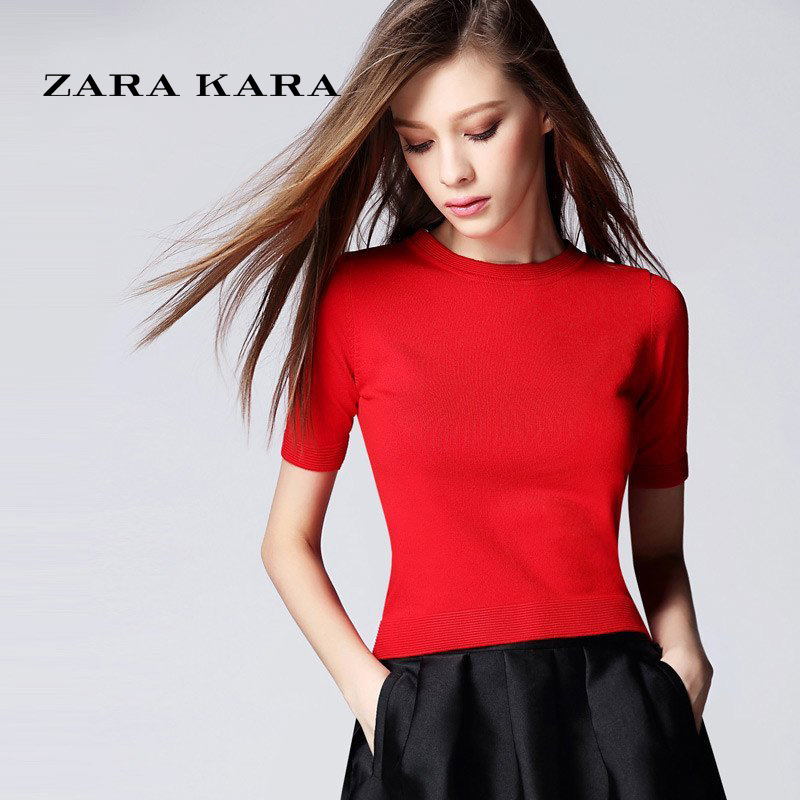 ZARA KARA修身显瘦短袖t恤女装夏季百搭上衣体恤衣服打底衫2018夏装新款