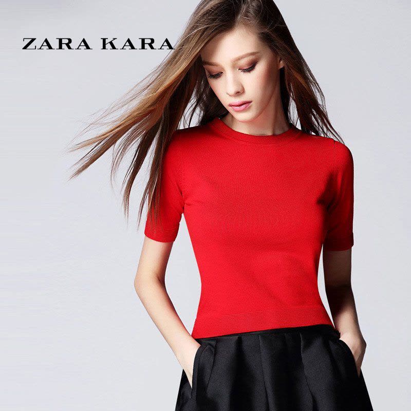 ZARA KARA修身显瘦短袖t恤女装夏季百搭上衣体恤衣服打底衫2018夏装新款图片