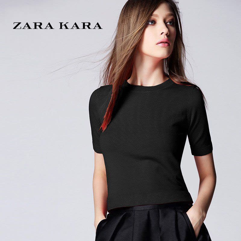 ZARA KARA修身显瘦短袖t恤女装夏季百搭上衣体恤衣服打底衫2018夏装新款图片