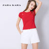 ZARA KARA钉珠镂空针织T恤修身紧身显瘦打底衫套头红色上衣2018春夏季女B