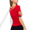 大领口红色针织短袖T恤女露背性感夏季衣服拼接修身上衣女装潮