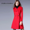 ZARA KARA2018冬装新款毛呢外套中长款红色呢子大衣修身