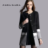 ZARA KARA2018冬装新款毛呢外套女中长款冬季外套拼接毛呢大衣