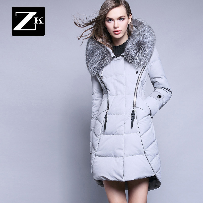 ZARA KARA2018秋冬新款时尚中长款羽绒服收腰显瘦带毛球白鸭绒品牌外套