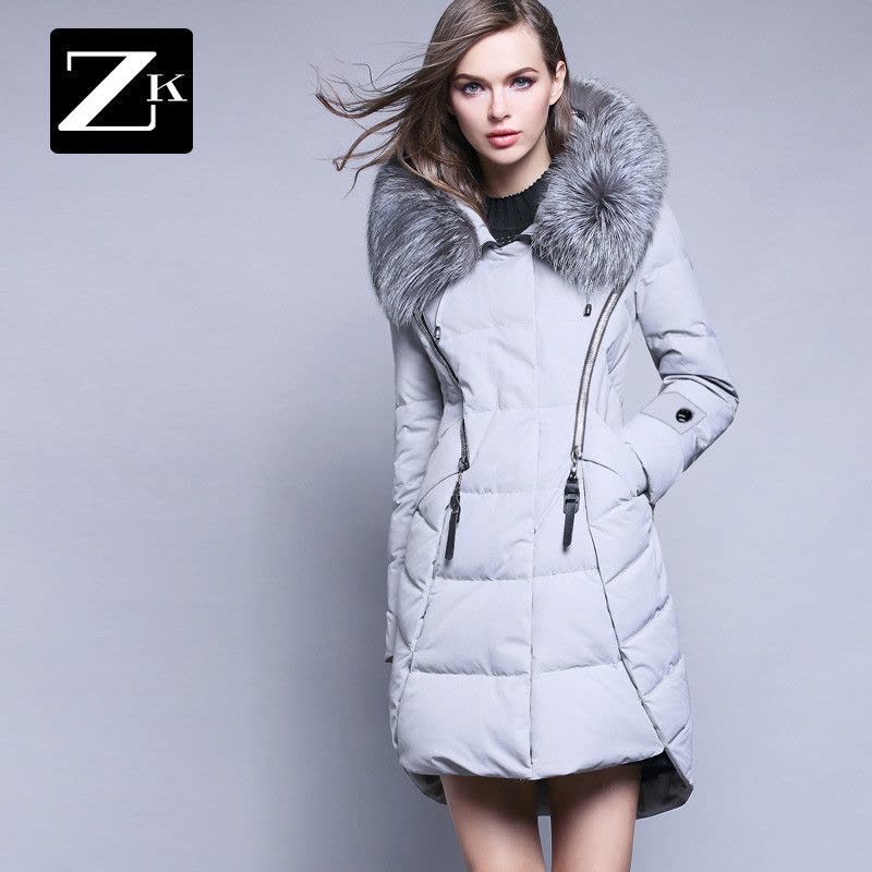 ZARA KARA2018秋冬新款时尚中长款羽绒服收腰显瘦带毛球白鸭绒品牌外套图片
