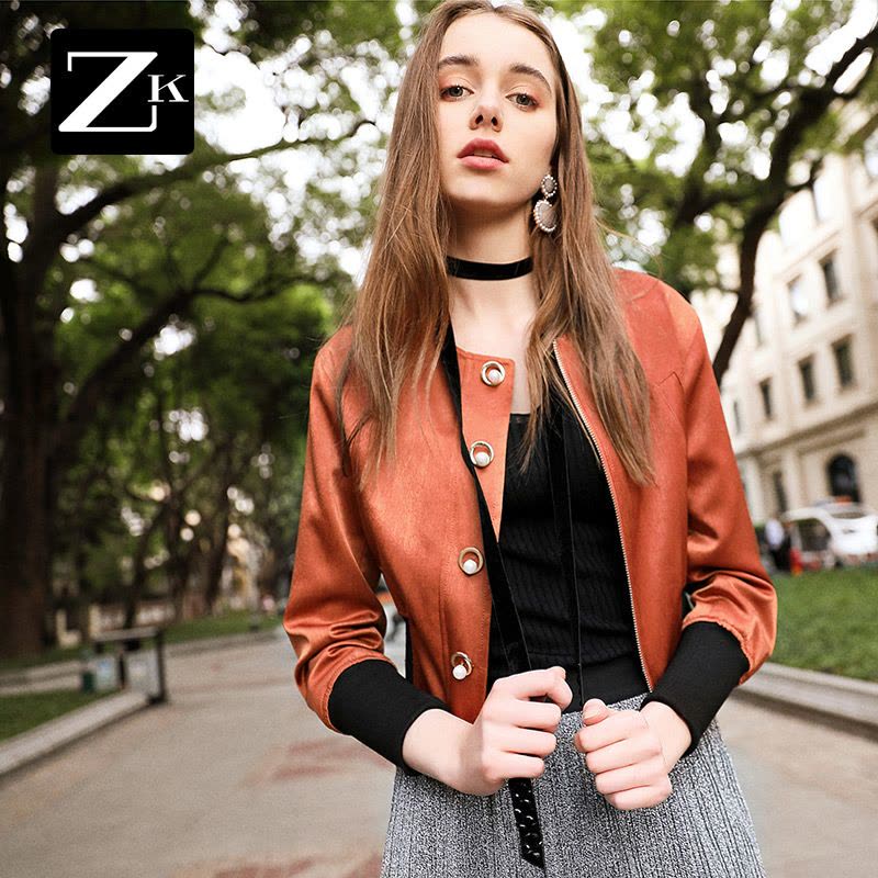 ZK韩版ins超火的短款外套女f风小个子夹克外套2018春季新款潮图片