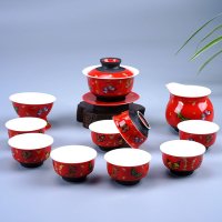 唐华 整套青花瓷螺纹 陶瓷功夫茶具单套茶具