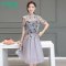 飘香2016夏季女装韩版两件套装裙子短袖印花连衣裙V2504