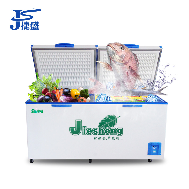捷盛（JS）SLWD4-889 889升商用超大容量卧式冷柜冰柜 双顶开门冷藏冷冻商用转换柜 茶叶柜 大容量带锁冰柜冷柜