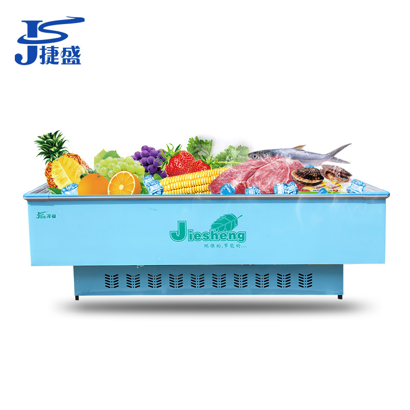 捷盛（JS）SCWD4-1088F 1088升 2.8米蓝色玻璃门岛柜卧式冷柜商用 超大容量展示冰柜 超市大容量展示冷柜