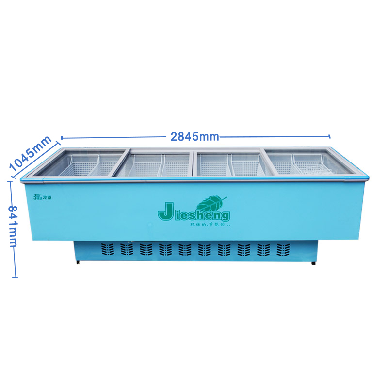 捷盛(JS)SCWD4-1088F 1088升 2.8米蓝色玻璃门岛柜卧式冷柜商用 超大容量展示冰柜 超市大容量展示冷柜
