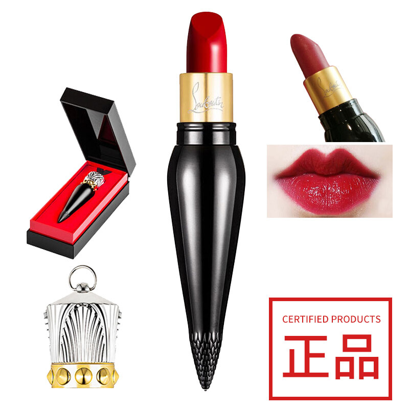 Christian Louboutin萝卜丁口红女王权杖口红唇膏 持久显色 亮光黑管001 3.8g 美国原装进口