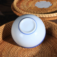 LICHEN景德镇青花蓝边碗4英寸小碗 釉下彩陶瓷餐具饭碗 微波炉使用