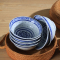 LICHEN 景德镇陶瓷饭 釉下彩青花玲珑瓷器碗 传统龙纹反口碗6个装 高温烧制 微波炉适用 5.5英寸
