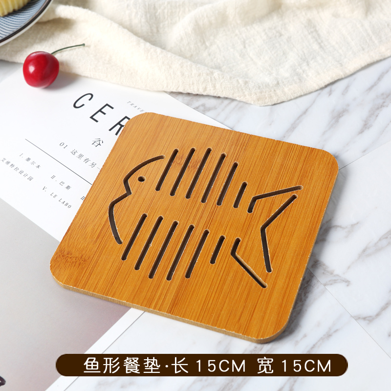 LICHEN 创意镂空木质餐垫杯垫隔热垫厨房餐桌垫防烫餐盘垫碗垫锅垫鱼形垫