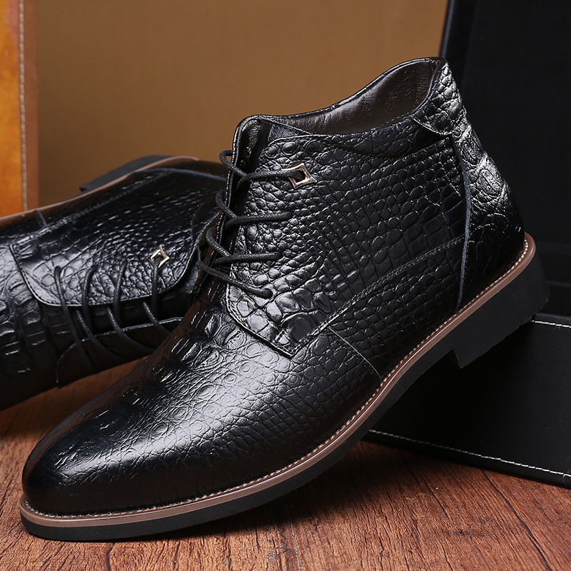 承发(CHENGFA)切尔西靴新款二层牛皮英伦潮流工装男士马丁靴加绒保暖高帮男鞋